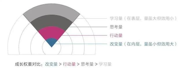 成长权重对比（学习、思考、行动和改变）